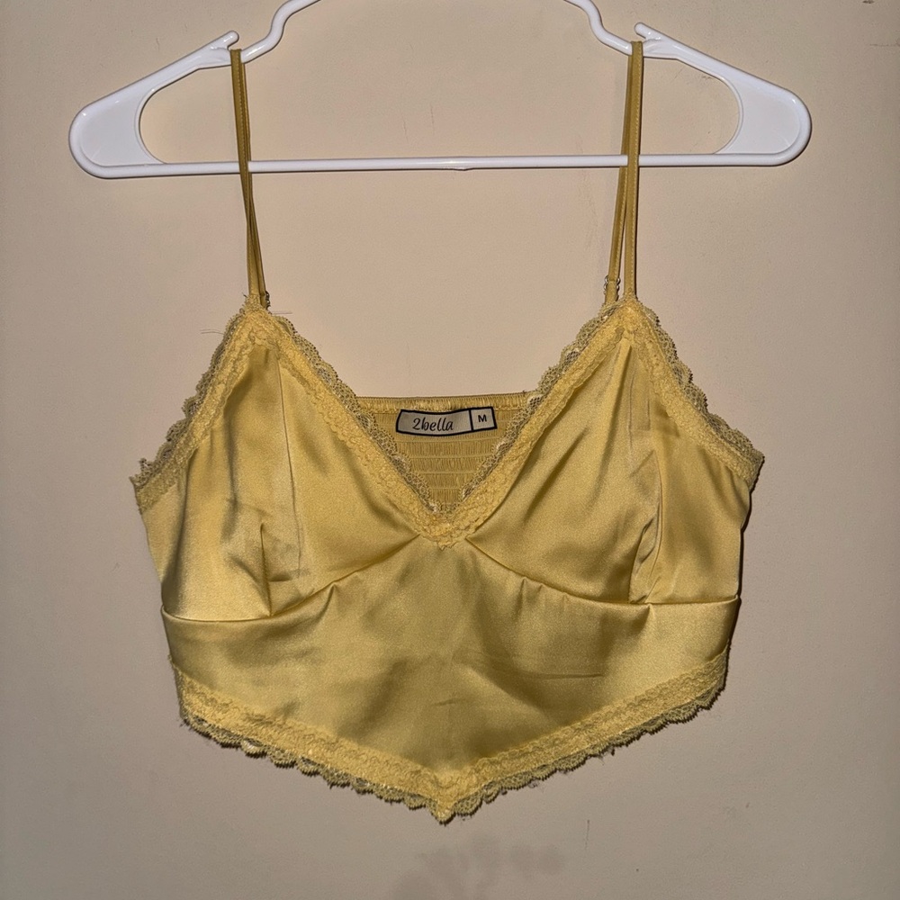 Pale Yellow Silk Tank Top